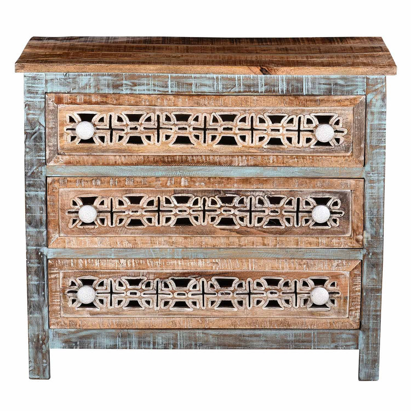 Farmhouse Style Distressed Blue Chest Of Drawers