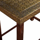 Elegant Brass Foil Cladded Solid Wood Nesting Tables ; Set of 3