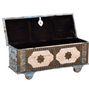 Farmhouse Style Distressed Blue Blanket Chest With Brass Accents