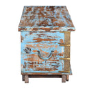 Farmhouse Style Distressed Blue Blanket Chest With Brass Accents