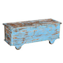 Farmhouse Style Distressed Blue Blanket Chest With Brass Accents