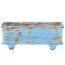 Farmhouse Style Distressed Blue Blanket Chest With Brass Accents