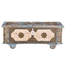 Farmhouse Style Distressed Blue Blanket Chest With Brass Accents