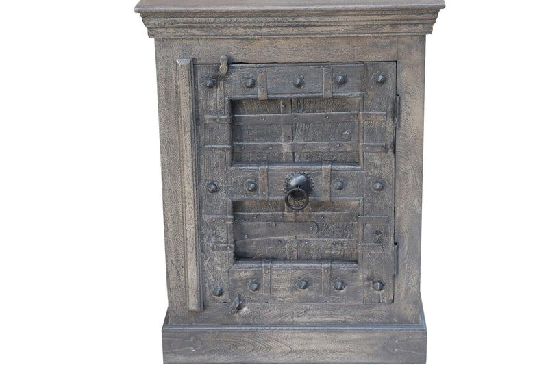 Gray Antique Door Solid Wood Nightstand Cabinet