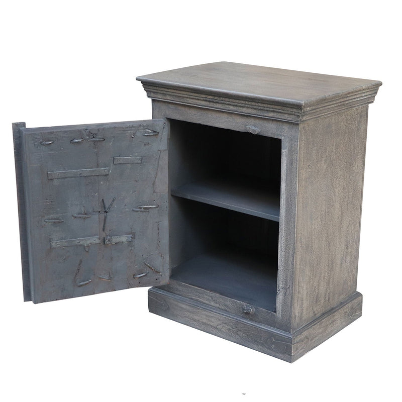 Gray Antique Door Solid Wood Nightstand Cabinet