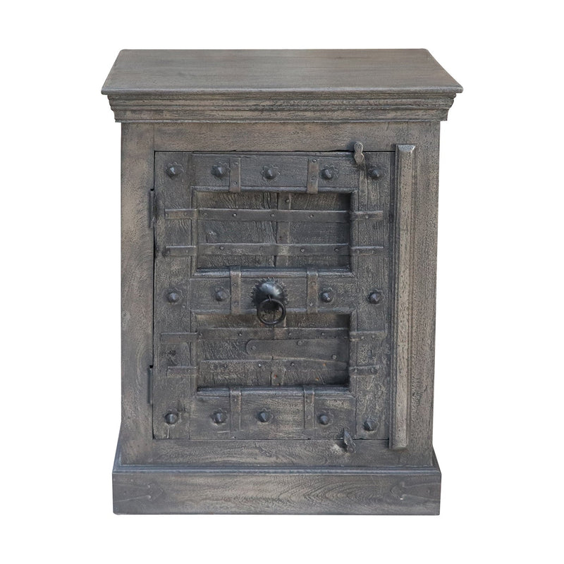 Gray Antique Door Solid Wood Nightstand Cabinet