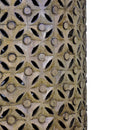Modern Solid Wood Lattice Carved 17" Round End Table