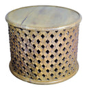 Farmhouse Style Hand Carved Lattice Solid Wood Round Coffee Table