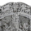 Eclectic Wooden Lattice Carved Floral Screen With Elephants
