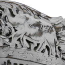 Eclectic Wooden Lattice Carved Floral Screen With Elephants