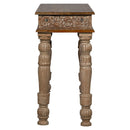 Farmhouse Style Solid Wood Carved 48" Long Distressed Sofa Table