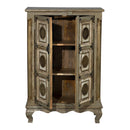 Elegant 2-Door Solid Wood Gray Tall Cabinet With Brass Accents