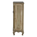 Elegant 2-Door Solid Wood Gray Tall Cabinet With Brass Accents