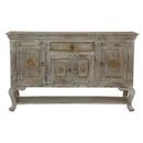 French Style Distressed Gray Solid Wood Cabinet With Drawer