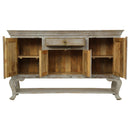 French Style Distressed Gray Solid Wood Cabinet With Drawer