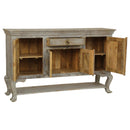 French Style Distressed Gray Solid Wood Cabinet With Drawer