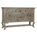 French Style Distressed Gray Solid Wood Cabinet With Drawer