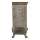 French Style Distressed Gray Solid Wood Cabinet With Drawer