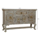 French Style Distressed Gray Solid Wood Cabinet With Drawer