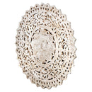Eclectic 59" Round Large Lattice Carved Mandala Floral Wall Panel