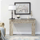 47 in. Long Mid Century Modern Solid Wood Carved Distressed Console