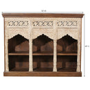 Mediterranean Style Hand Carved Triple Arch Solid Wood Display Case