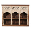 Mediterranean Style Hand Carved Triple Arch Solid Wood Display Case