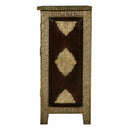 Ornate 2-Door Solid Wood Cabinet With Brass Foil Accents