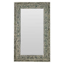 Farmhouse Style Floral Carved Wooden Large Mirror