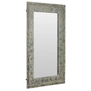 Farmhouse Style Floral Carved Wooden Large Mirror