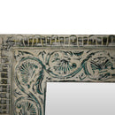 Farmhouse Style Floral Carved Wooden Large Mirror
