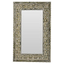Boho Chic Hand Carved Distresed 30" x 47" Solid Wood Mirror