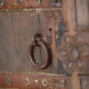 Naturally Aged 1900s Floral Carved Teak Wood Door
