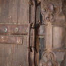 Naturally Aged 1900s Floral Carved Teak Wood Door