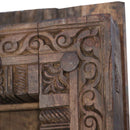 Naturally Aged 1900s Floral Carved Teak Wood Door
