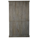 Eclectic Carved Frame Solid Wood Armoire With Glass Pane Doors