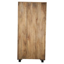 Mid Century Modern Carved Mango Wood Gray Distressed Armoire