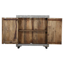 Farmhouse Style Distressed Gray 2-Door Carved Wood Cabinet