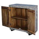 Farmhouse Style Distressed Gray 2-Door Carved Wood Cabinet