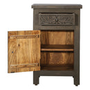 Carved Mango Wood Compact Nightstand With Drawer