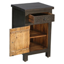 Carved Mango Wood Compact Nightstand With Drawer