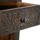 Carved Mango Wood Compact Nightstand With Drawer