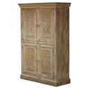 Boho Hand Carved Mango Wood Storage Cabinet