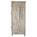 Industrial Solid Wood Credenza With Decorative Iron Hinges