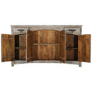 Industrial Solid Wood Credenza With Decorative Iron Hinges