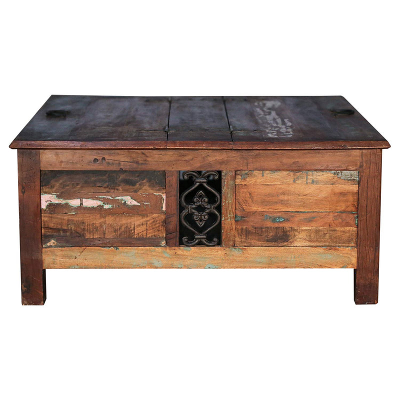 Farmhouse Style Reclaimed Wood Square Box Coffee Table