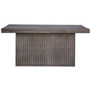 Modern Ash Gray Rib Carved Solid Wood 40" Square Coffee Table