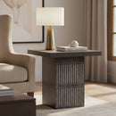Modern Ash Gray Rib Carved Solid Wood 24" Square End Table