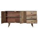 Mid Century Modern Carved Natural Wood Media Console