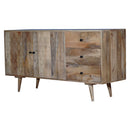 Mid Century Modern Carved Natural Wood Media Console
